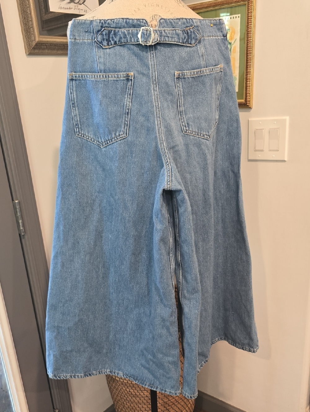 Pilcro Wide-Leg Flare Jeans in Light Blue Denim - Picture 7 of 9